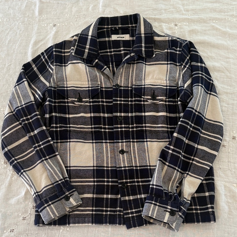 Buck Mason Navy Plaid Flannel Shirt
